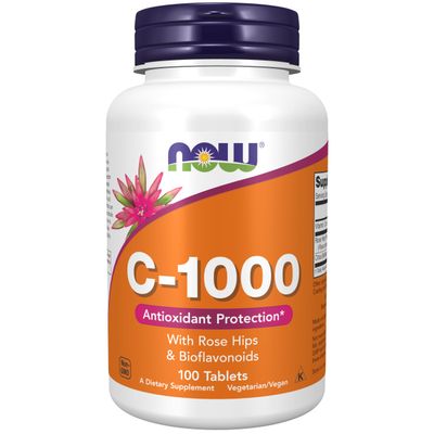 NOW Foods Supplements, Vitamin C-1,000 with Rose Hips &amp; Bioflavonoids, Antioxidant Protection*, 100 Tablets