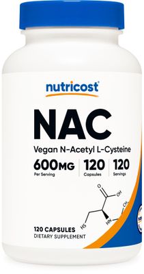 Nutricost N-Acetyl L-Cysteine (NAC) 600mg, 120 Vegetarian Capsules - Non-GMO, Gluten Free, Vegetarian Caps