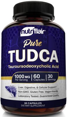 NutriFlair Pure TUDCA 1000mg - Premium Tauroursodeoxycholic Acid Bile Salts, Detox &amp; Cleanse, Non-GMO, Gluten-Free. Liver, Kidney &amp; Gallbladder Support- Made in USA, 60 Capsules