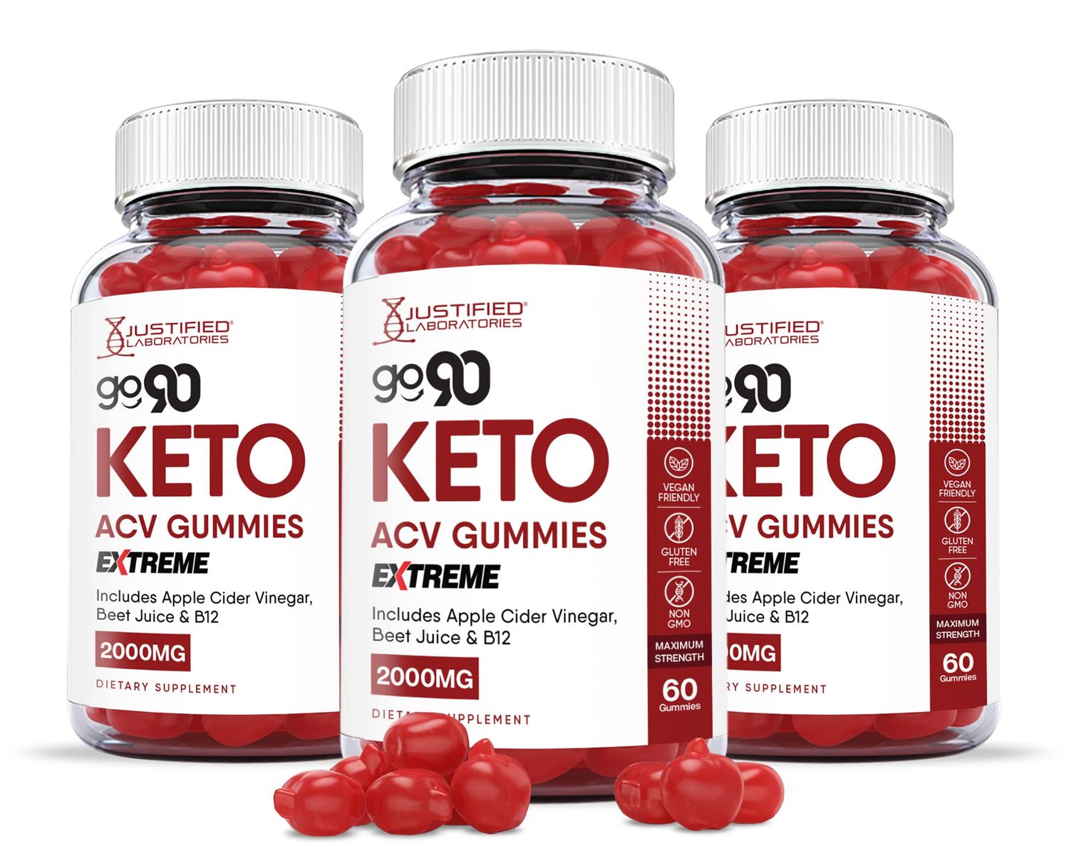 (3 Pack) Go 90 Keto ACV Gummies Extreme 2000MG Go90 Keto Gummies Apple Cider Vinegar Formulated with Pomegranate Beet Juice Powder B12 Vegan Non GMO 180 Gummys