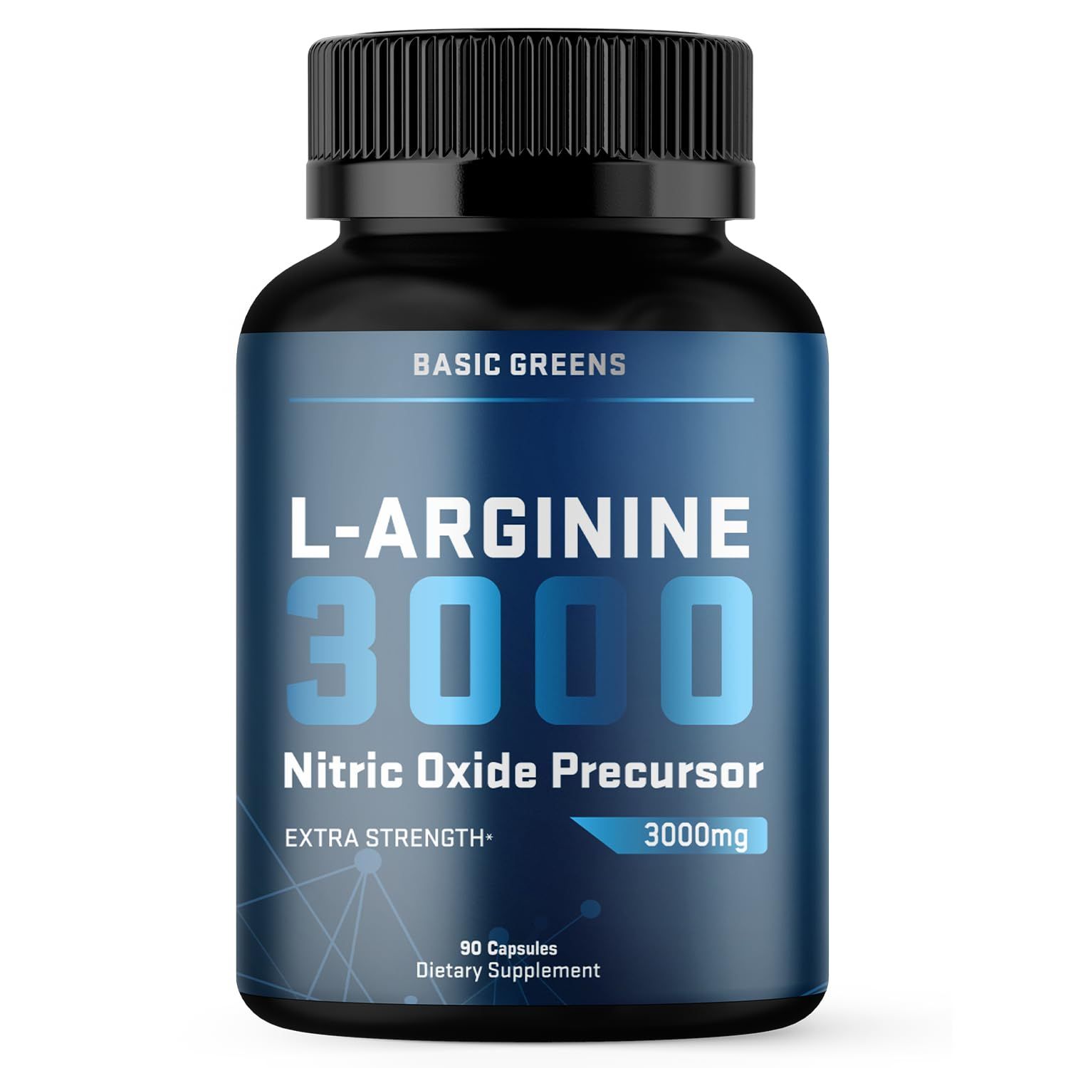 BASIC GREENS L Arginine 3,150mg (90 Capsules) - L-Arginine Supplement for Men and Women with Nitric Oxide Precursor, LArginine Supplement