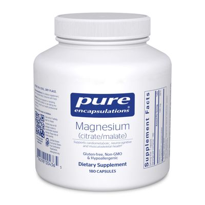 Pure Encapsulations Magnesium (Citrate/Malate) - Magnesium Supplement to Support Nutrient Utilization, Energy, Bones &amp; Heart Health* - with Magnesium Citrate &amp; Malate - 180 Capsules