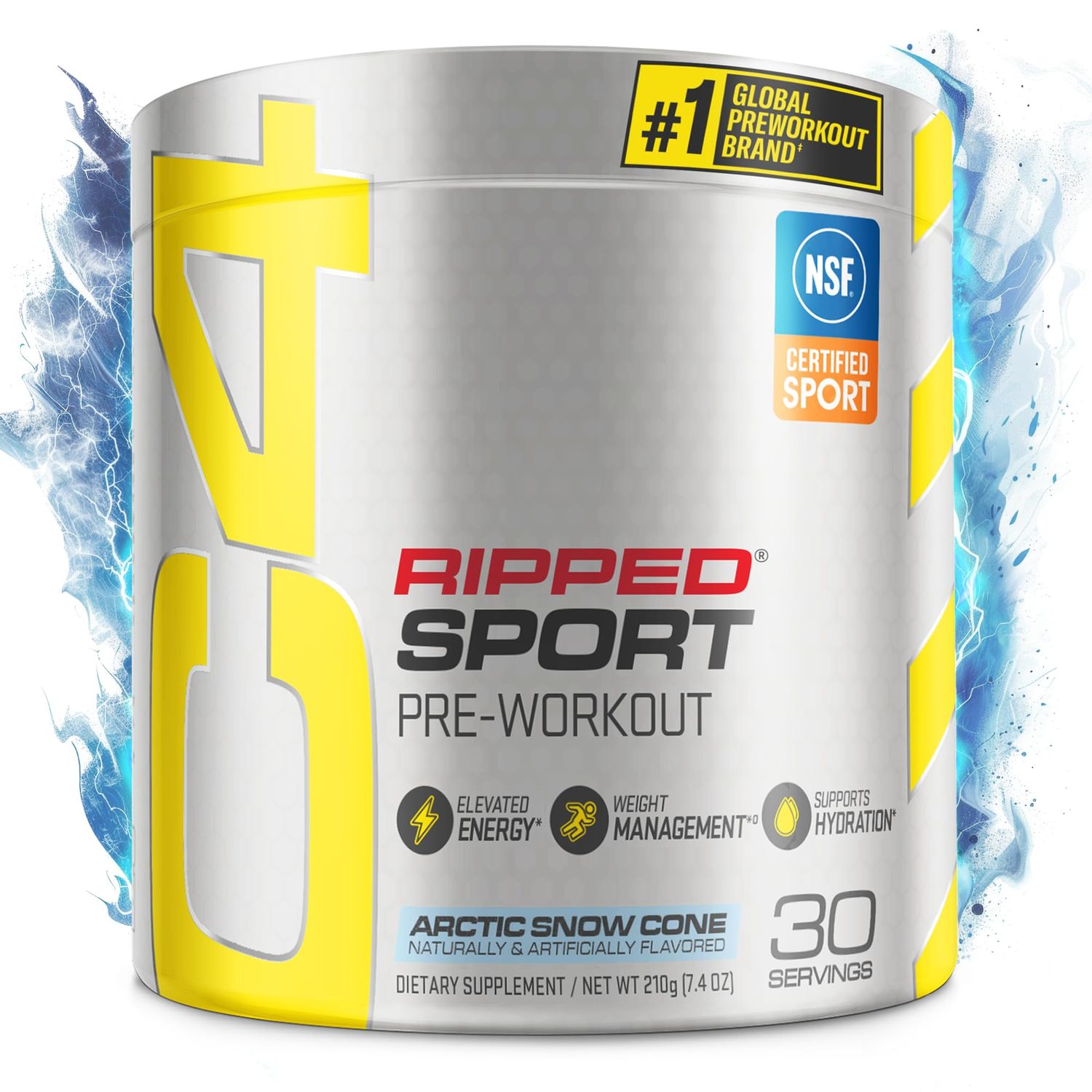C4 Ripped Sport Pre Workout Powder Arctic Snow Cone - NSF Certified for Sport + Sugar Free Preworkout Energy Supplement for Men &amp; Women - 135mg Caffeine + Weight Loss - 30 Servings