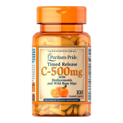 Puritan&#39;s Pride Vitamin C-500 mg with Rose Hips Time Release - 100 Caplets