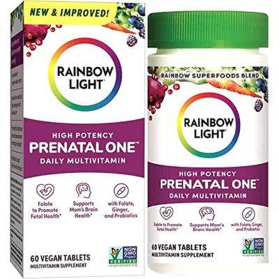 Rainbow Light High-Potency Prenatal One Multivitamin, Prenatal Health Multivitamin Supports Mom&#39;s Health and Baby&#39;s Development, With Vitamin C, Vegan, 60 Count
