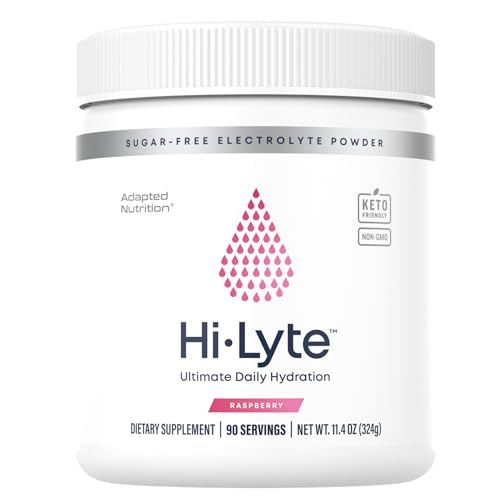 Hi-Lyte Raspberry Electrolyte Powder, Daily Hydration Supplement Drink Mix, 90 Servings | Sugar-Free, 0 Calories, 0 Carbs | No Maltodextrin. Gluten-Free | Supports Keto | Light Refreshing Flavor