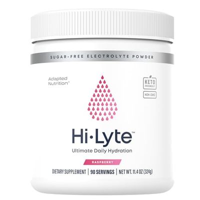 Hi-Lyte Raspberry Electrolyte Powder, Daily Hydration Supplement Drink Mix, 90 Servings | Sugar-Free, 0 Calories, 0 Carbs | No Maltodextrin. Gluten-Free | Supports Keto | Light Refreshing Flavor