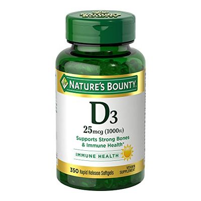 Nature&#39;s Bounty Vitamin D3 1000 IU Softgels, Immune Support, Promotes Healthy Bones, 350 Ct