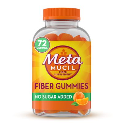 Metamucil Fiber Gummies for Adults, No Sugar Added Orange Flavor, 5g Plant Based Prebiotic Fiber Supplement Blend, 72 Count