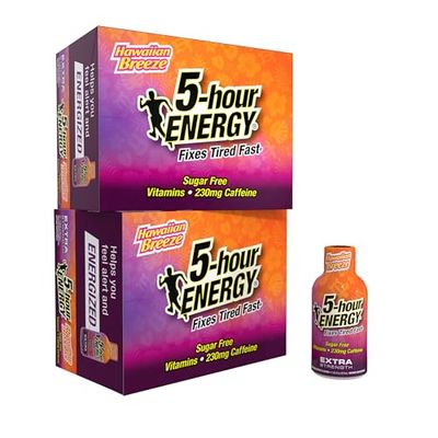 5-hour ENERGY Extra Strength Energy Shot, Hawaiian Breeze Flavor, Zero Calories &amp; Sugar-Free 230 mg Caffeinated Energy Shot, Amino Acids &amp; B Vitamins, Dietary Supplements, 1.93 oz., 24 Count