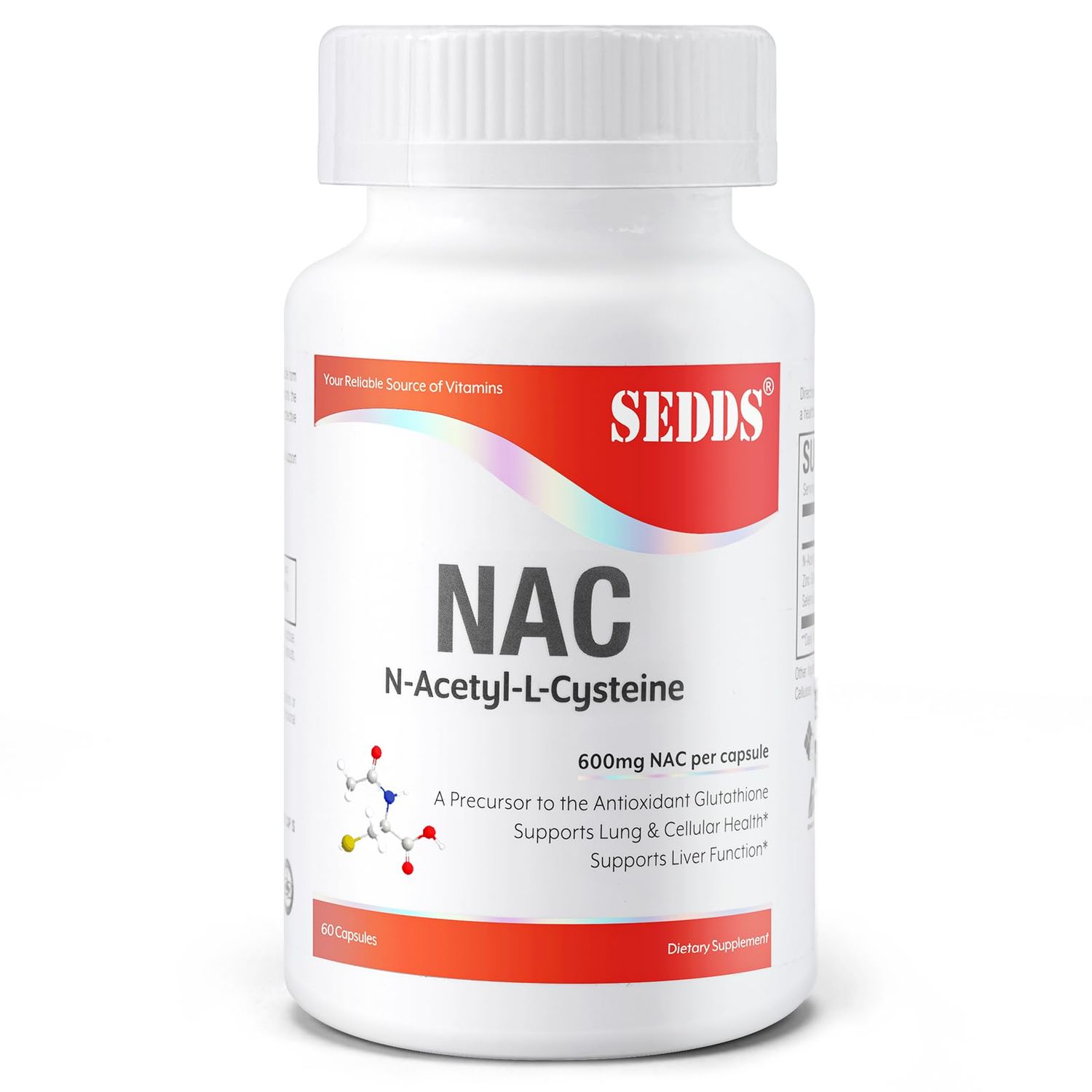 SEDDS Supplements, N-Acetyl Cysteine (NAC) 600mg, 60 Veg Capsules - Non-GMO, Gluten Free