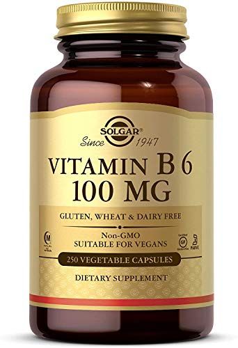 Solgar Vitamin B6 100 mg, 250 Vegetable Capsules - Supports Energy Metabolism, Heart Health &amp; Healthy Nervous System - Non-GMO, Vegan, Gluten Free, Dairy Free, Kosher, Halal - 250 Servings