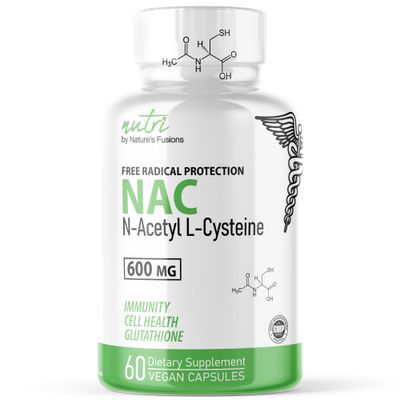 Nature&#39;s Fusions NAC Supplement N-Acetyl Cysteine - NAC 600 mg - Anti Aging Supplement, Antioxidant Supplement, Liver and Lung Support, Boost Glutathione - N Acetyl Cysteine (60 Capsules)