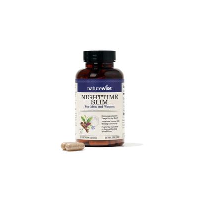 Naturewise Nighttime Fitness Support Supplement &amp; Natural Sleep Aid with Cayenne Extract, Green Coffee Bean, GABA, L-Theanine - Vegetarian, Non-GMO - 60 Capsules[1-Month Supply]