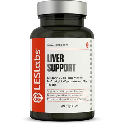 LES Labs Liver Support - Promotes Healthy Liver Function, Glutathione Production &amp; Detoxification - Milk Thistle, NAC, ALA &amp; Dandelion Extracts - Non-GMO Supplement - 90 Capsules