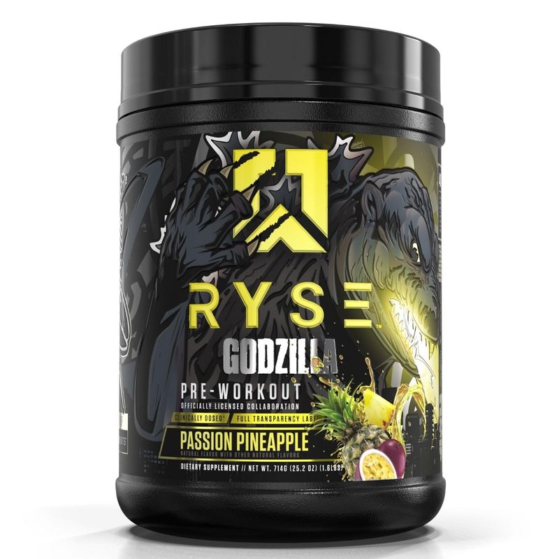 Ryse Noel Deyzel x Godzilla Pre Workout | Intense Pumps, Energy, &amp; Focus | Citrulline &amp; Beta Alanine | 400mg Total Caffeine | 40 Servings (Passion Pineapple)