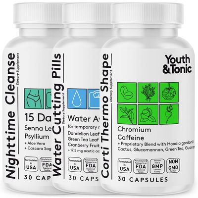 Youth &amp; Tonic Dietary Discipline for Mindful Eating, Cleanse, Detox &amp; Energy Support - Water Weight, Gut Cleanse &amp; CortiThermo Shape for Metabolism, Loss of Body Fluids, Break The Plateau, 90 Pills