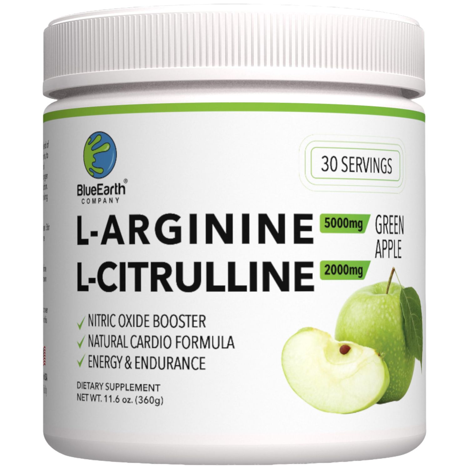 BlueEarth Company L-Arginine 5000mg + L-Citrulline 1000mg Complex Powder Supplement - Nitric Oxide Booster - Heart Health, Blood Flow, Energy &amp; Endurance - 30 Servings (Berry Blend)