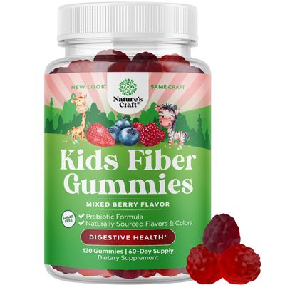 Sugar Free Fiber Gummies for Kids - Delicious Prebiotic Kids Fiber Gummies for Constipation Digestive Support &amp; Immunity - Non-GMO Vegan Chicory Root Soluble Fiber Supplement for Kids Digestive Health