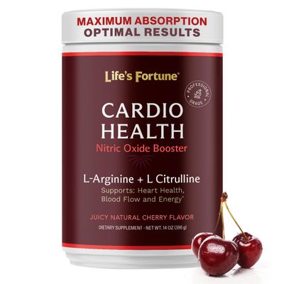 Life&#39;s Fortune 5000mg L- Arginine Supplement Powder &amp; 1000mg L-Citrulline, High Potency Nitric Oxide Health Booster, Endurance, Workout Performance, Cherry Flavor (30 Servings)