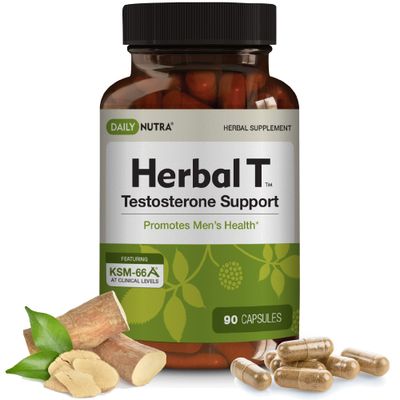 Herbal T Mens Health Formula by DailyNutra: Supplement for Endurance, Vitality, &amp; Healthy Aging - with KSM-66 Ashwagandha, Tongkat Ali, Tribulus, Eleuthero, &amp; Horny Goat Weed (90 Capsules)