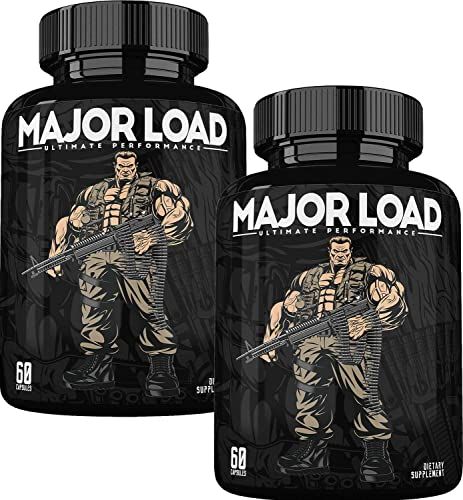 Major Load Testosterone Booster for Men - Testosterone Supplement with Horny Goat Weed, Maca Root, &amp; Tribulus Terrestris - Tongkat Ali for Men - Energy, Stamina &amp; Strength - Test Booster - 2 Pack