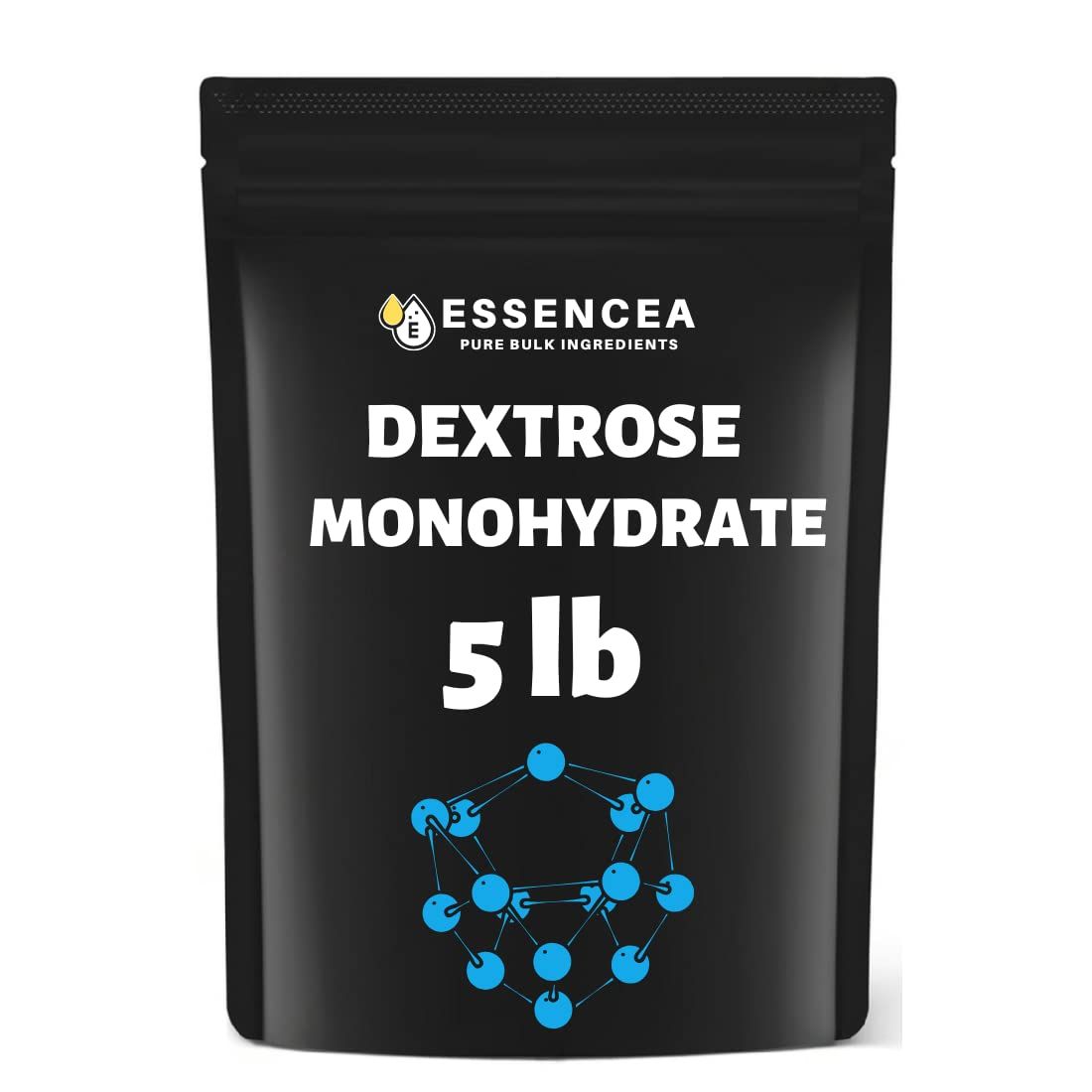 Essencea Dextrose Monohydrate 5lb Pure Bulk Ingredients | 100% Pure Dextrose Monohydrate Powder in Bulk | Gluten Free Non-GMO and Vegan