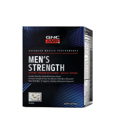 GNC AMP Men&#39;s Strength Vitapak | 3-Step Program | Increases Strength and Builds Muscle Mass Efficiently | Added 1,250 mg PEG Creatine | Daily Vitamin Supplement | 30 Count