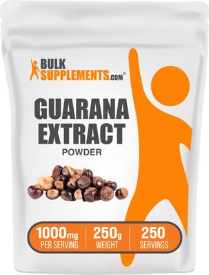 BulkSupplements.com Guarana Extract Powder - Natural Caffeine Supplement, from Guarana Seed, Guarana Powder - Gluten Free, 800mg per Serving, 250g (8.8 oz) (Pack of 1)