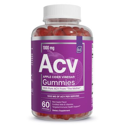 Essential Elements Apple Cider Vinegar Gummies from The Mother - Naturally-Sourced, Vegan ACV with Folic Acid and Vitamin B6 & B12 60 Count