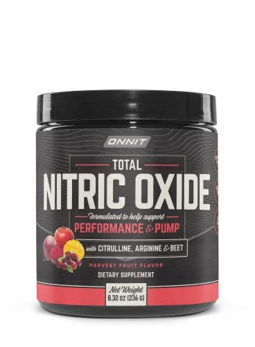 ONNIT Total Nitric Oxide - Caffeine Free Pre Workout Powder w/Beet Root, L Arginine &amp; L Citrulline Malate | Boost Energy &amp; Recovery | Harvest Fruit Flavor