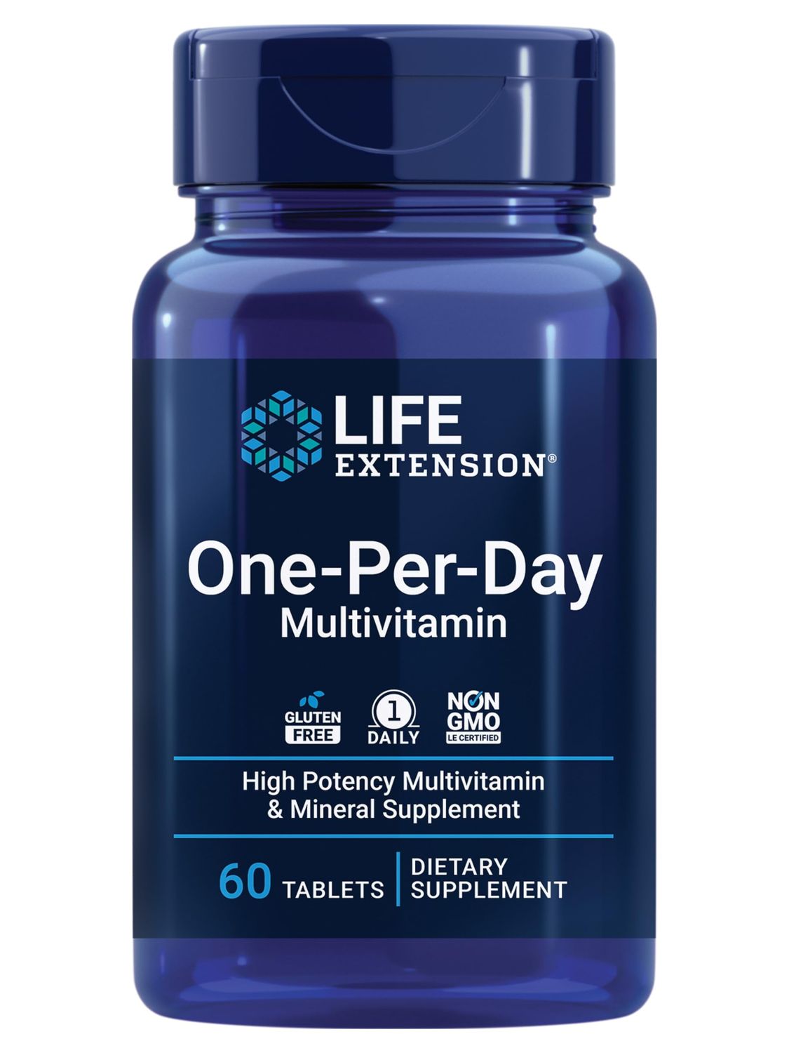Life Extension One-Per-Day Multivitamin - Packed with Over 25 Vitamins, Minerals &amp; Plant Extracts, Quercetin, 5-MTHF Folate &amp; More - 1-Daily, Non-GMO, Gluten-Free - 60 Tablets
