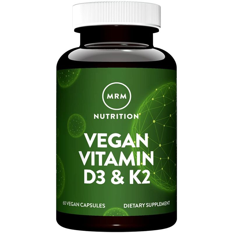 MRM Nuturition Vegan Vitamin D3 &amp; K2 | Bone + Immune Health | Made from lichens | Supports Calcium Absorption | Vegan + Vegetarian Friendly | 60 Servings