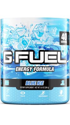 G Fuel Blue Ice Energy Powder, Sugar Free, Clean Caffeine Focus Supplement, Blue Raspberry Flavor, Focus Amino, Vitamin + Antioxidants Blend - 9.8 oz (40 Servings)