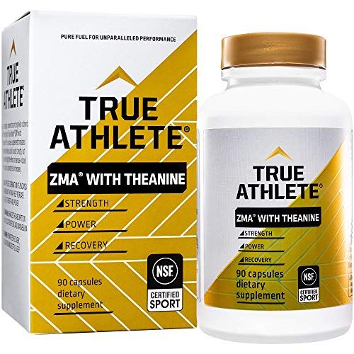 True Athlete ZMA with Theanine - Supports Muscle Recovery, Strength &amp; Sleep - Zinc, Magnesium, Vitamin B6 &amp; Theanine Formula for Relaxation &amp; Performance (90 Capsules)