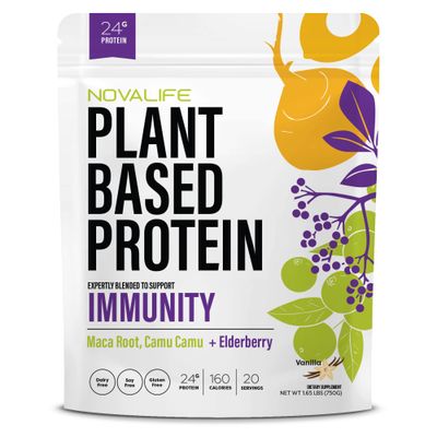 NovaLife Organic Immunity Vanilla Plant Protein Powder, 1.65 Pounds