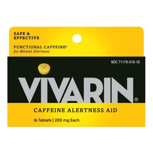 Vivarin, Caffeine Pills, 200mg Caffeine per Dose, Safely and Effectively Helps You Stay Awake, No Sugar, Calories or Hidden Ingredients, Energy Supplement, 16 Tablets