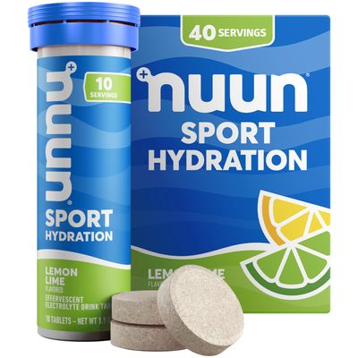 Nuun Sport Electrolyte Tablets for Proactive Hydration, Lemon Lime, 4 Pack (40 Servings)