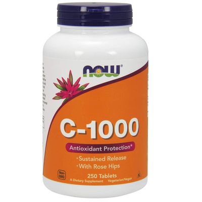 NOW Foods Supplements, Vitamin C-1,000 with Rose Hips, Sustained Release, Antioxidant Protection*, 250 Tablets