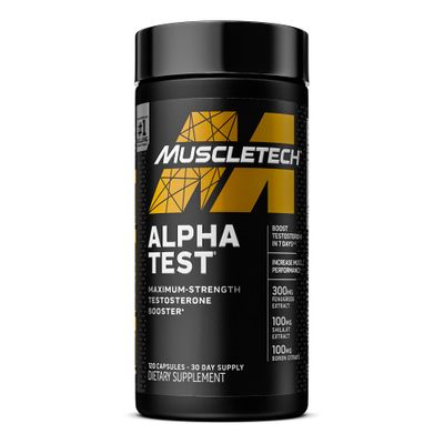 Testosterone Booster for Men, MuscleTech AlphaTest, Tribulus Terrestris &amp; Boron Supplement , Max-Strength ATP &amp; Test Booster, Daily Workout Supplements for Men, 120 Pills (Package May Vary)