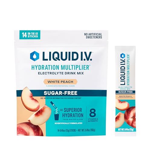 Liquid I.V. Hydration Multiplier Sugar-Free - White Peach | Electrolyte Powder Drink Mix | 1 Pack (14 Servings)