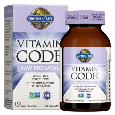 Prenatal Multivitamin for Women from Whole Foods with Biotin, Iron &amp; Folate not Folic Acid, Probiotics for Immune Support - Vitamin Code Raw by Garden of Life - Pregnancy Must Haves - 180 capsules