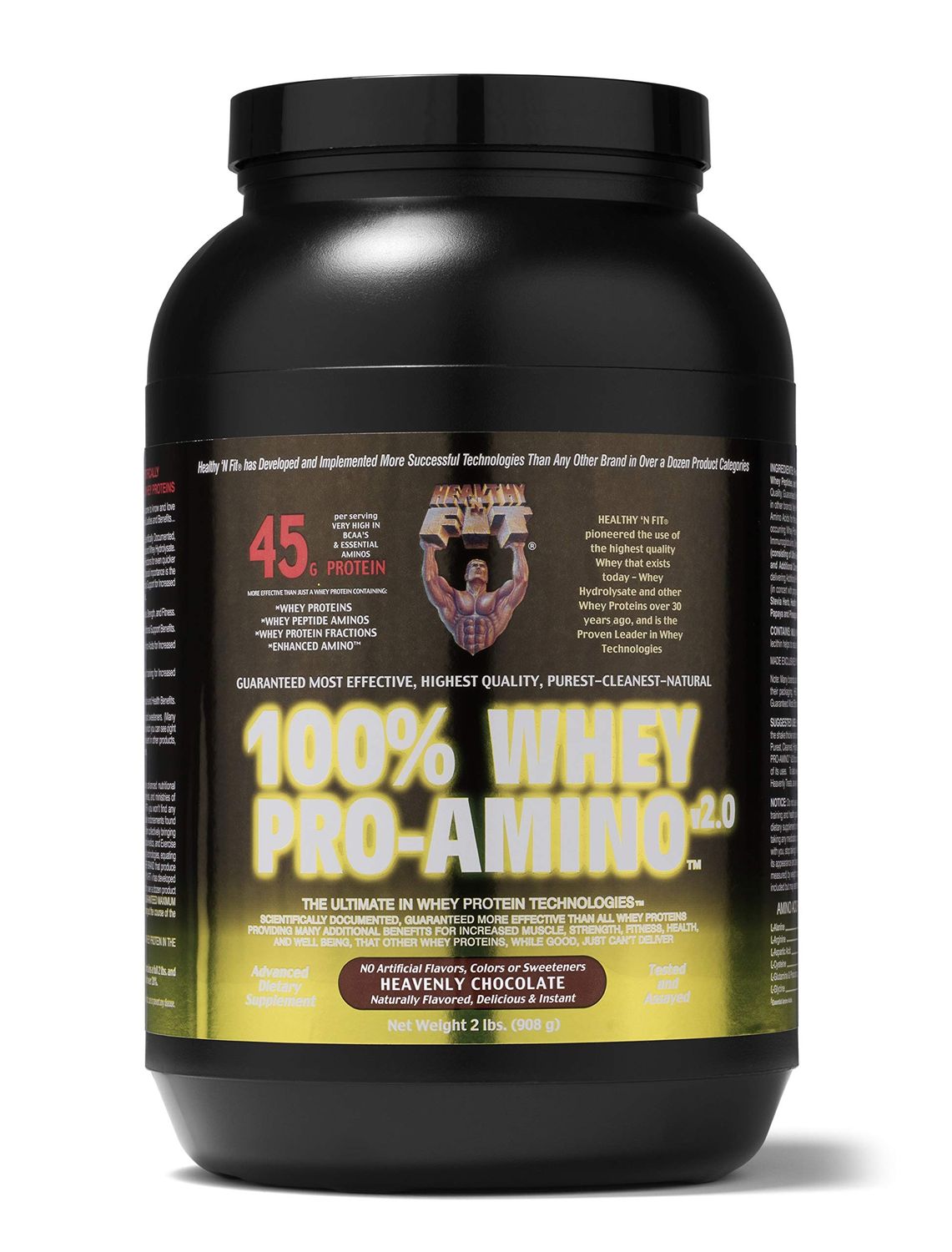 Healthy N Fit 100% WHEY PRO-AMINO v2.0-Chocolate (2lb): 100% Whey Protein PLUS Peptides From Americas #1 Brand in Supplements, Technology and Purity.