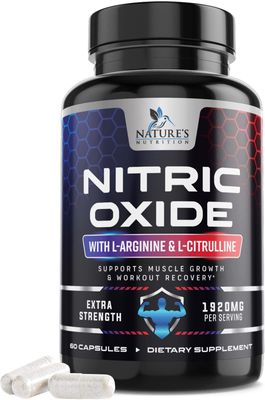 Extra Strength Nitric Oxide Supplement L Arginine 3X Strength - Citrulline Malate, AAKG, Beta Alanine - Premium Muscle Supporting Nitric Oxide Booster for Strength &amp; Energy Supplements - 60 Capsules