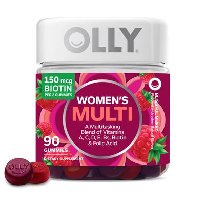 OLLY Women&#39;s Multivitamin Gummy, Vitamins A, D, C, E, Biotin, Folic Acid, Adult Chewable Vitamin, Berry Flavor, 45 Day Supply - 90 Count (Packaging May Vary)