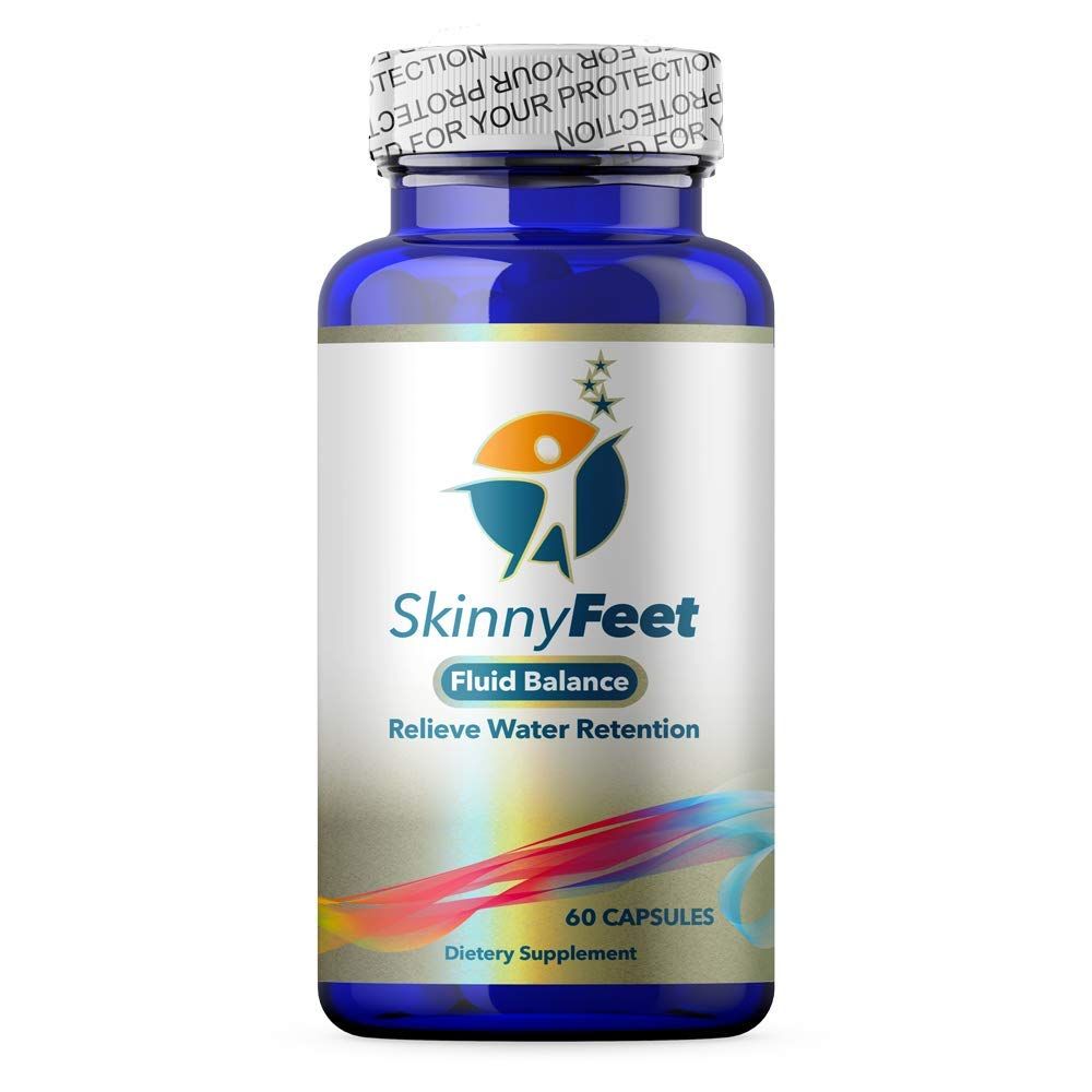 Skinny Feet Water Retention and Swelling Support - Reduces Overall Body Fluid Retention -Including Feet, Ankles, Legs, Hands. Natural Edema Supplement (60 Capsules).