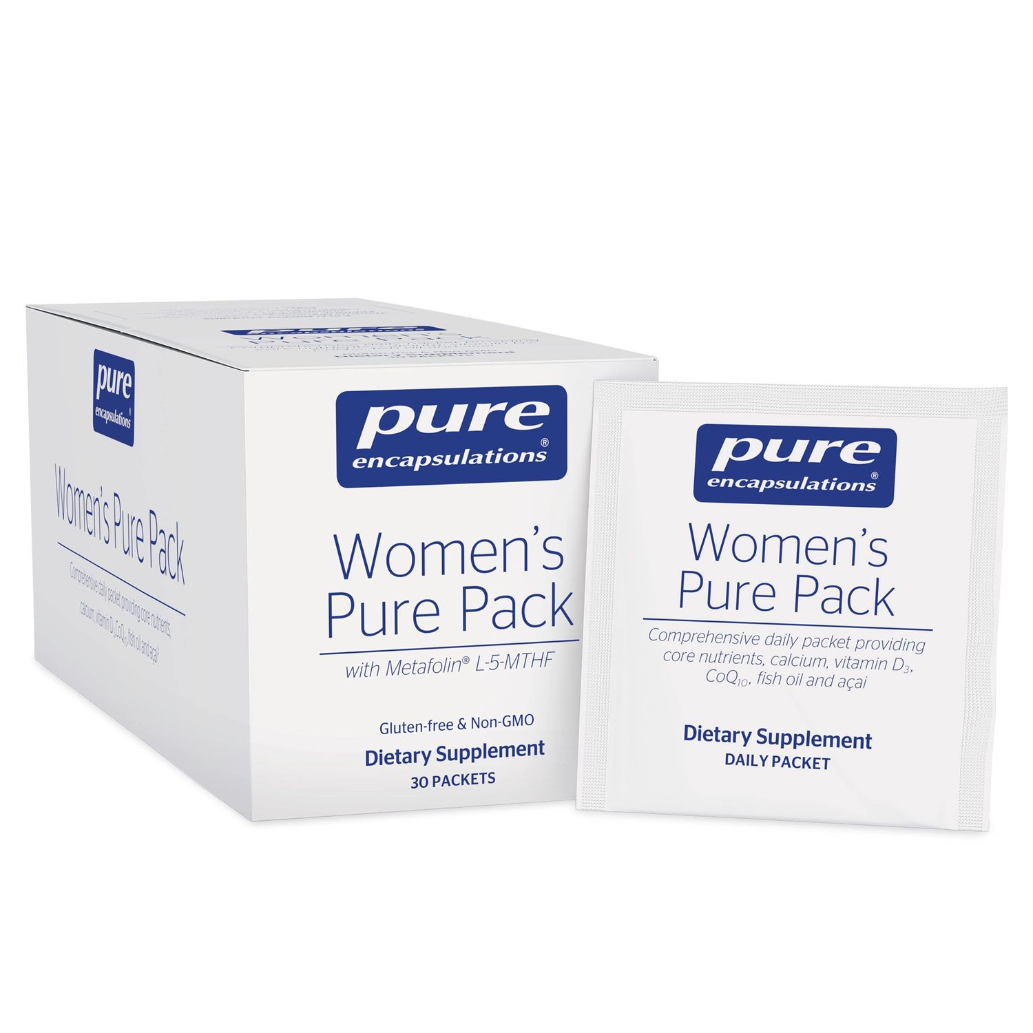 Pure Encapsulations Women&#39;s Pure Pack - for Women Over 40 - Bone, Heart, Eye &amp; Breast Health* - with Calcium, DHA, EPA &amp; CoQ10 - Once-Daily - 30 Packets