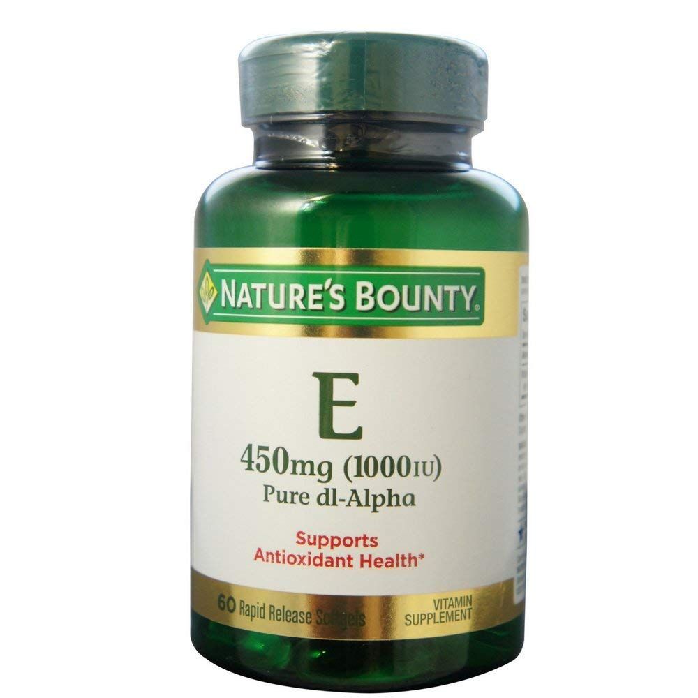 Nature's Bounty Vitamin E 1000 IU Softgels Pure DL-Alpha 60 Soft Gels (Pack of 3)