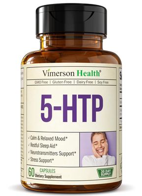 5HTP Serotonin Supplements for Women &amp; Men. Sleep Aid &amp; Occasional Stress Support - 5 HTP Plus Supplement 200 mg with Calcium for Sleep, Calm Mood, &amp; Neurotransmitter Support. 60 Capsules made in USA