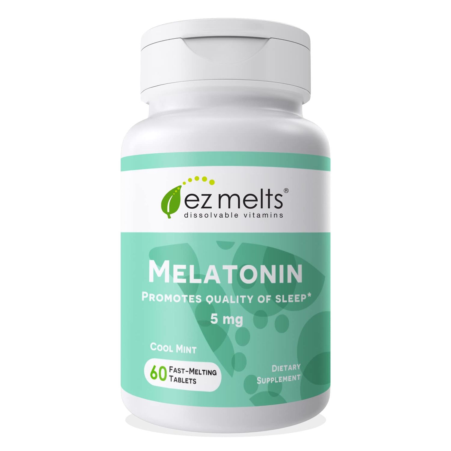 EZ Melts Dissolvable Melatonin, 5 mg, Sugar-Free, 2-Month Supply, Cool Mint-Flavored